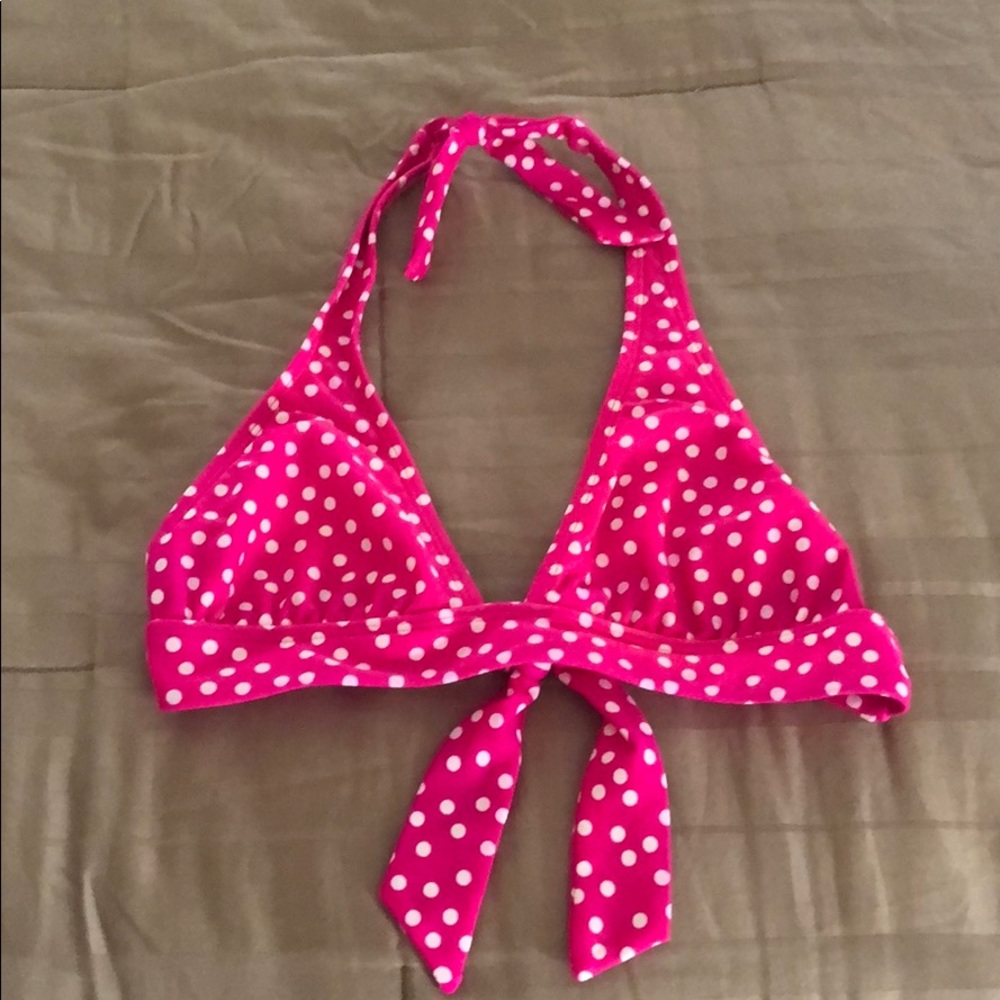Pink polka dot triangle bikini top